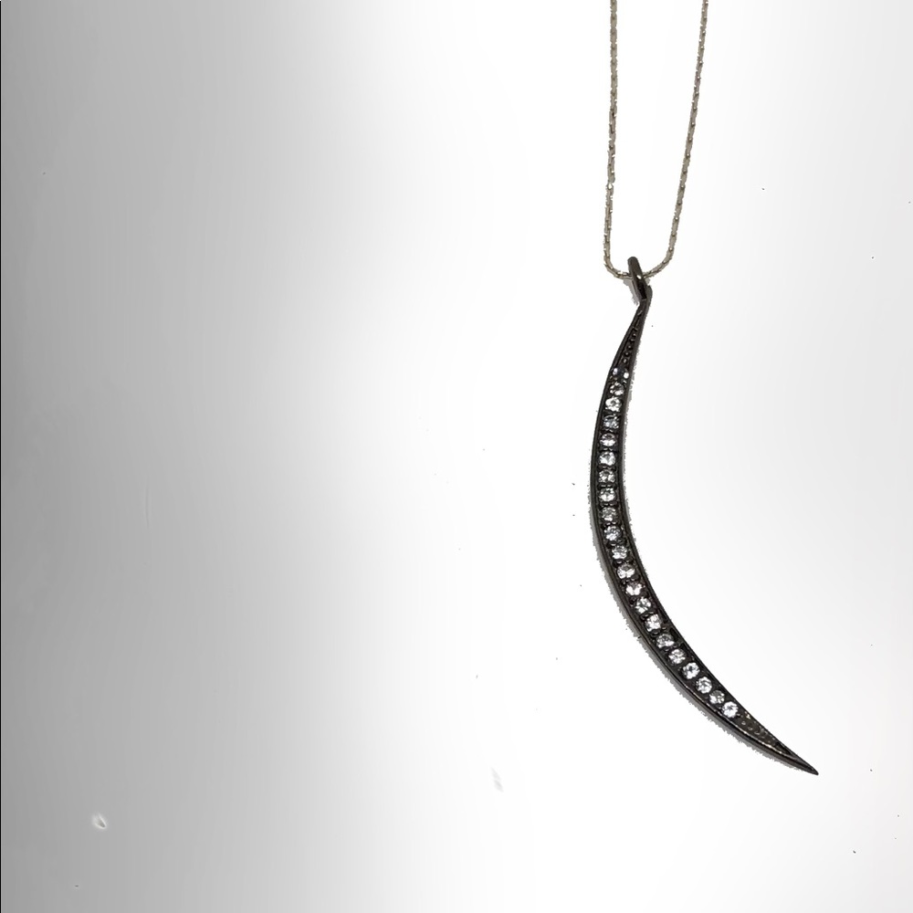 White Topaz Studded Crescent Moon Necklace